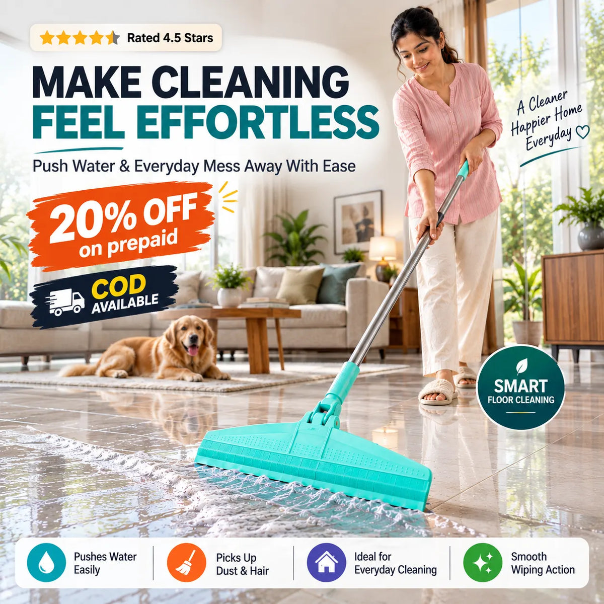 Wiper Mop for Floor Cleaning