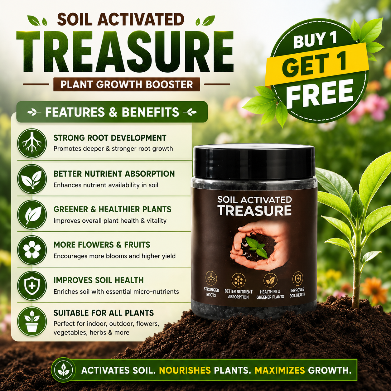 Soil Activated Plant Growth Booster (Buy1 Get1 Free)
