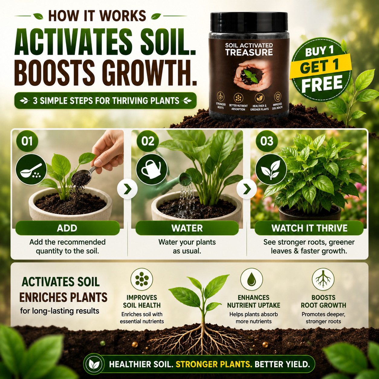 Soil Activated Plant Growth Booster (Buy1 Get1 Free)